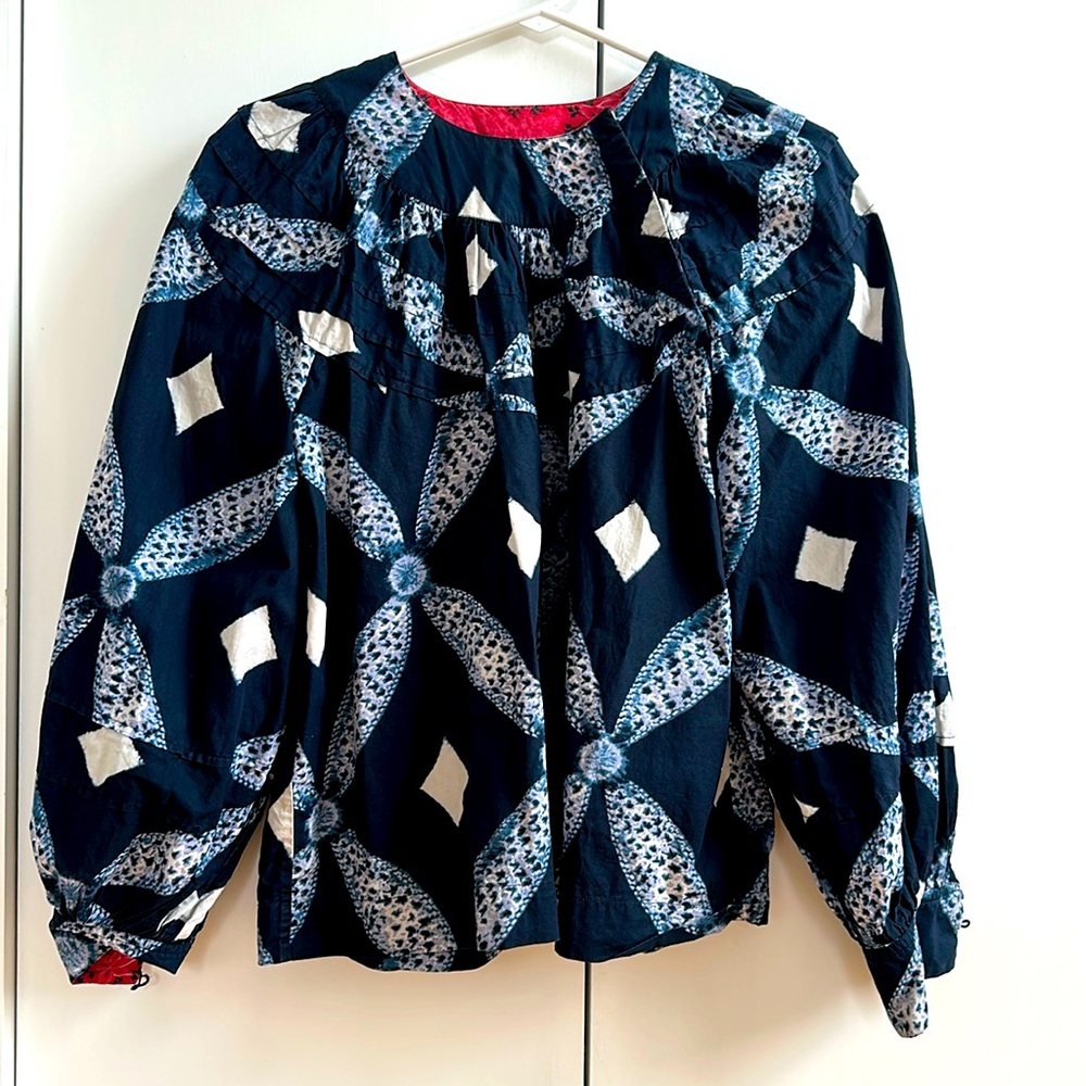 Ulla Johnson women’s navy cotton poplin l/s top